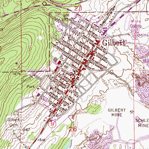 Topographic Map of Gilbert Fire Department, MN