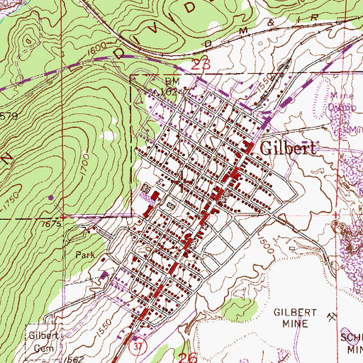 Topographic Map of Gilbert Community Church, MN