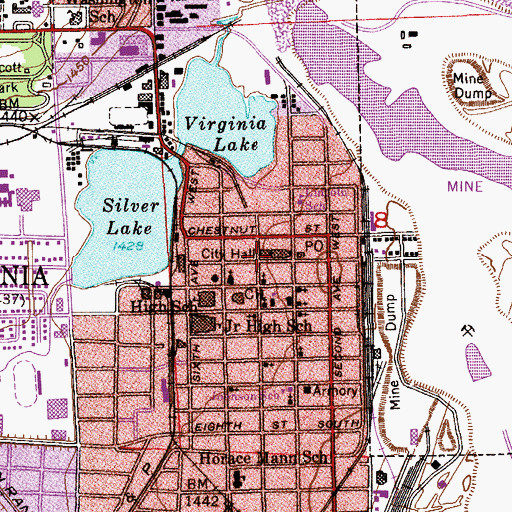 Topographic Map of Virginia City Police Dept, MN