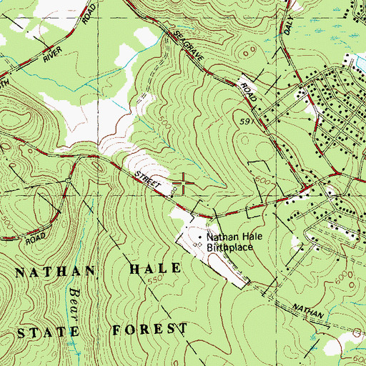 Topographic Map of Nathan Hale State Forest, CT