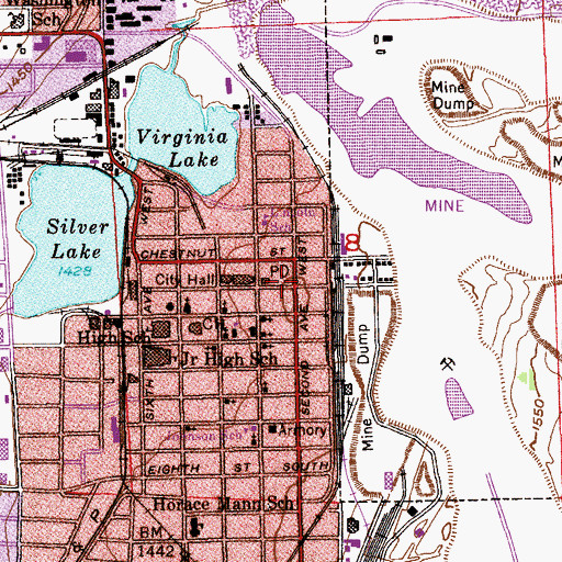Topographic Map of Virginia Post Office, MN