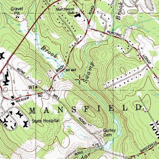 Topographic Map of Nelson Brook, CT
