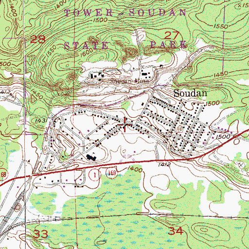 Topographic Map of Soudan Baptist Church, MN