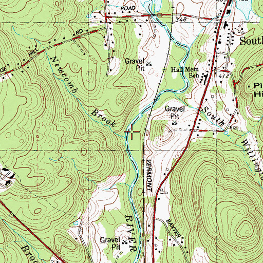 Topographic Map of Newcomb Brook, CT