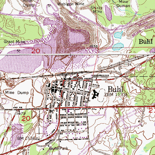 Topographic Map of Buhl Station, MN