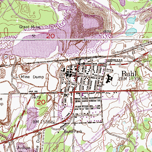 Topographic Map of Buhl Police Department, MN