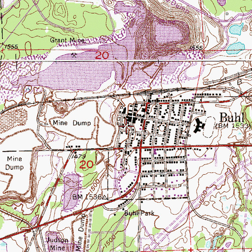Topographic Map of Buhl Post Office, MN