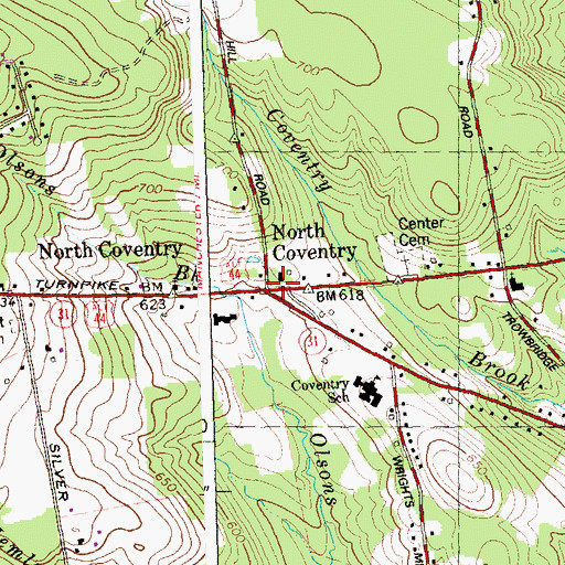 Topographic Map of North Coventry, CT