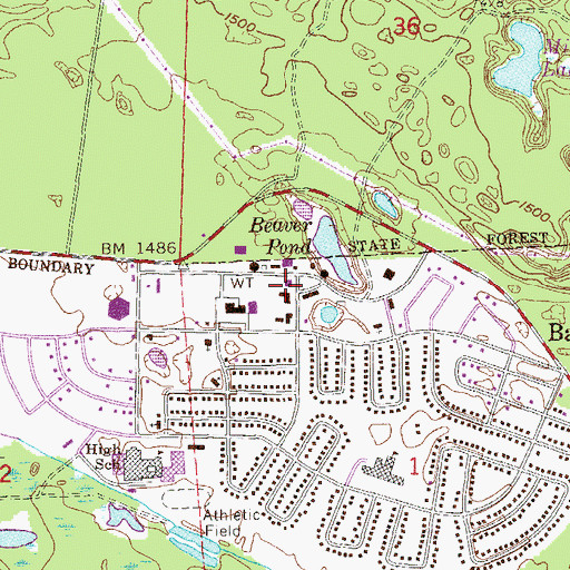 Topographic Map of Babbitt Volunteer Fire Department, MN