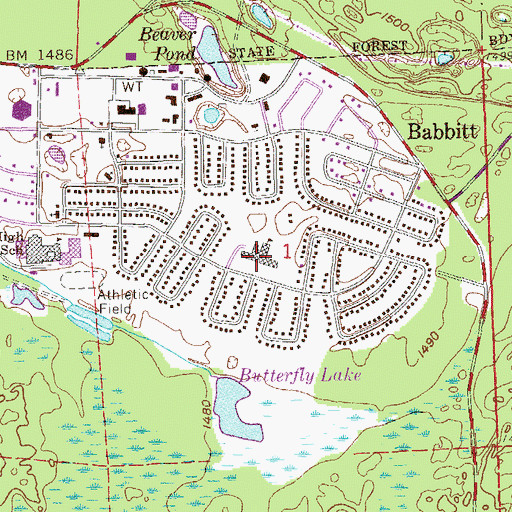 Topographic Map of Babbitt Police Department, MN