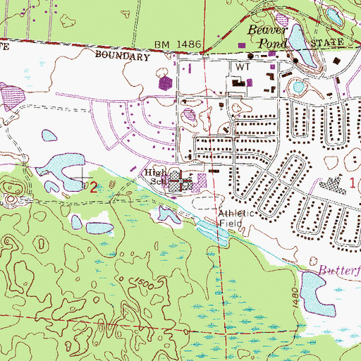 Topographic Map of Babbitt High School, MN