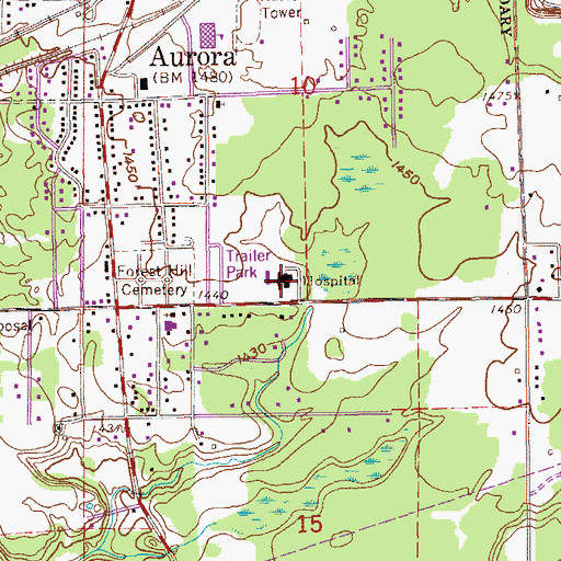 Topographic Map of Essentia Health Northern Pines Hospital, MN