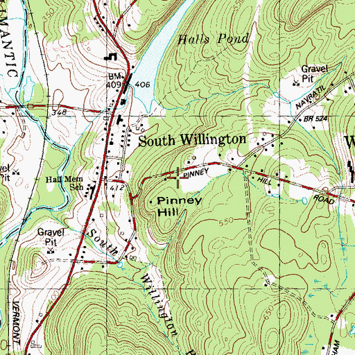 Topographic Map of Pinney Hill, CT