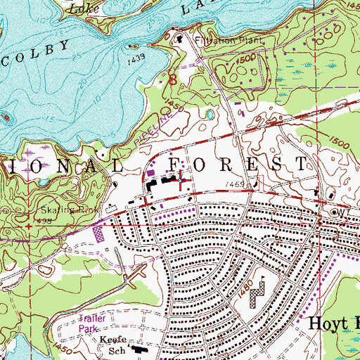 Topographic Map of Hoyt Lakes Post Office, MN