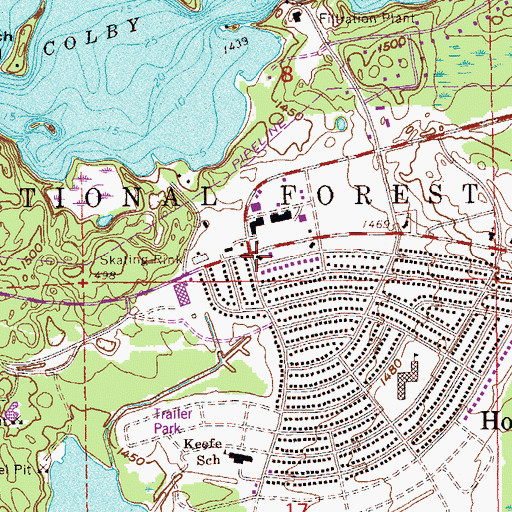 Topographic Map of Hoyt Lakes Public Library, MN