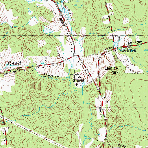 Topographic Map of Reed Brook, CT