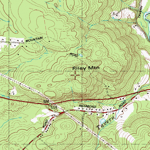 Topographic Map of Riley Mountain, CT