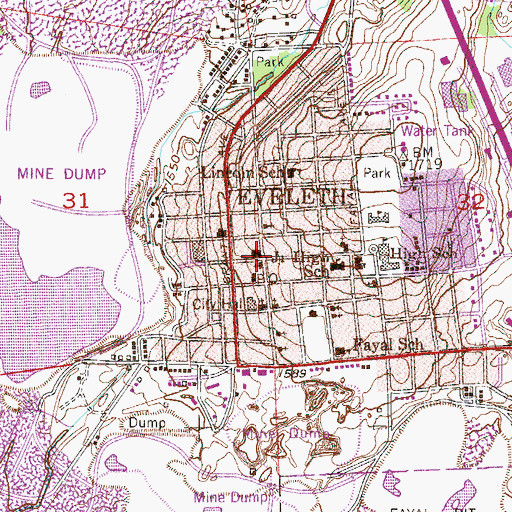 Topographic Map of Eveleth Fire Department, MN