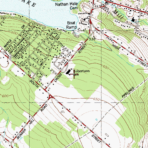 Topographic Map of George Hersey Robertson School, CT