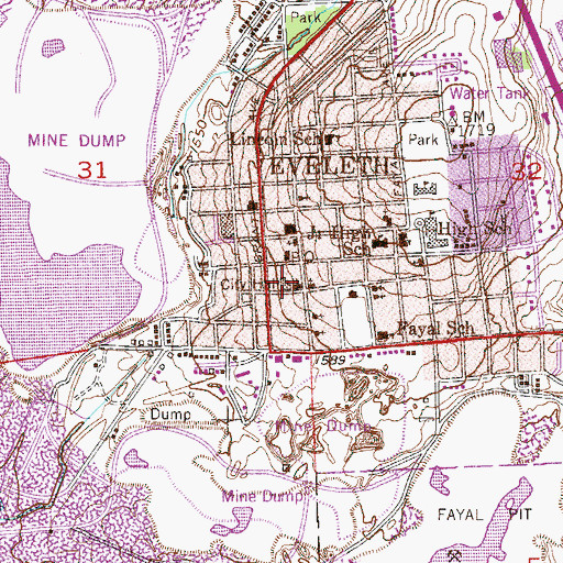 Topographic Map of Eveleth Police Dept, MN