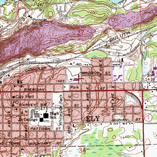 Topographic Map of First Lutheran Church, MN
