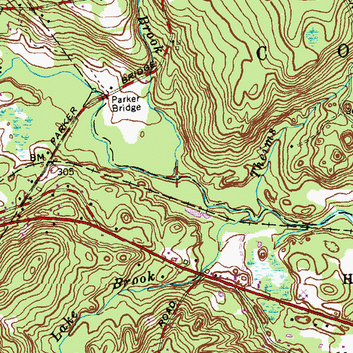 Topographic Map of Rufus Brook, CT
