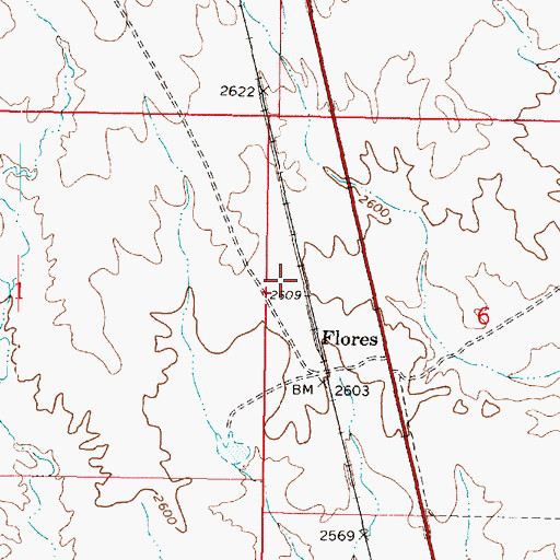 Topographic Map of Flores Railroad Station, AZ