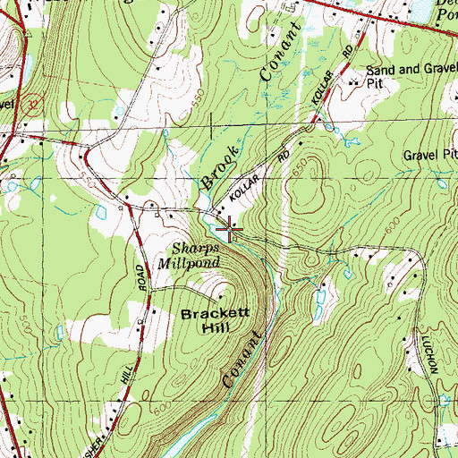 Topographic Map of Sharps Millpond, CT
