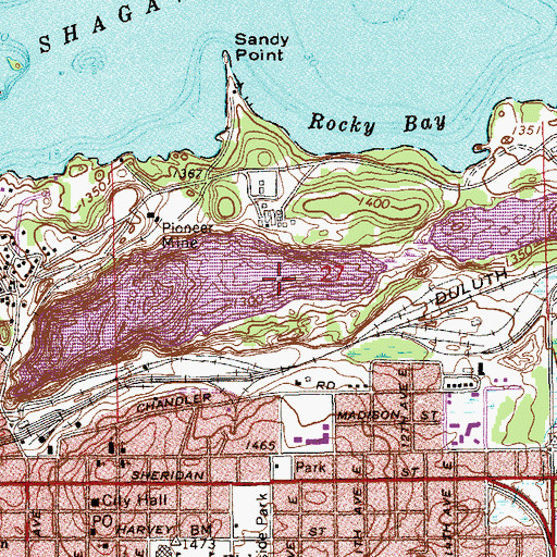 Topographic Map of Miners Lake, MN