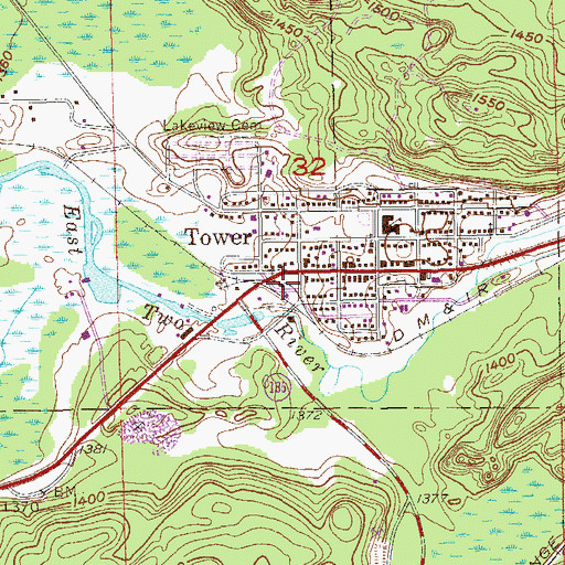 Topographic Map of Tower Station (historical), MN
