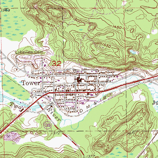 Topographic Map of Tower-Soudan Junior-Senior High School, MN
