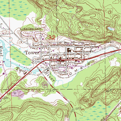 Topographic Map of Tower Police Department, MN