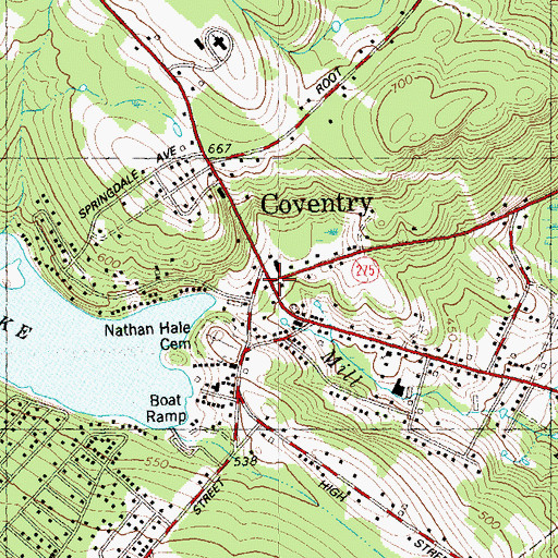Topographic Map of Coventry, CT