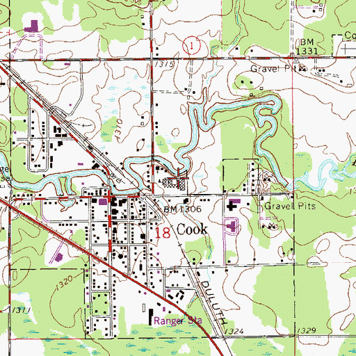 Topographic Map of Cook School, MN