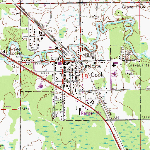 Topographic Map of Cook Fire Department and Ambulance Service, MN