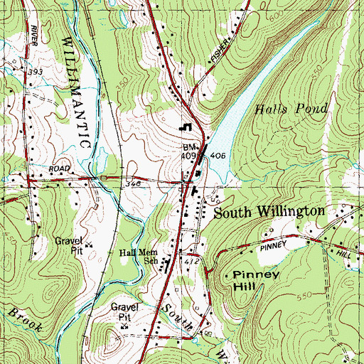 Topographic Map of South Willington, CT