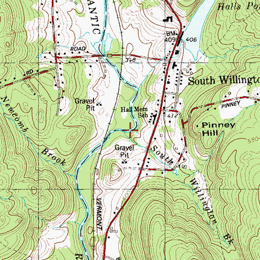 Topographic Map of South Willington Brook, CT