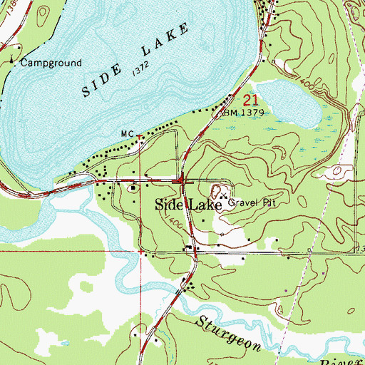 Topographic Map of Side Lake Post Office, MN