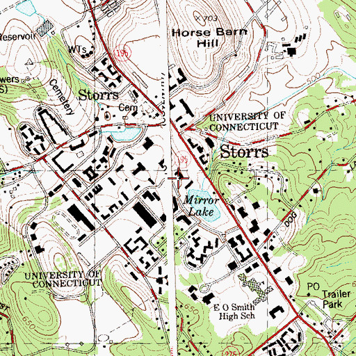 Topographic Map of Storrs, CT