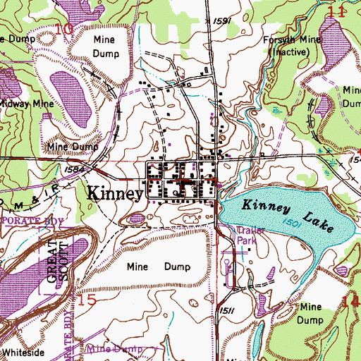 Topographic Map of Kinney Post Office, MN