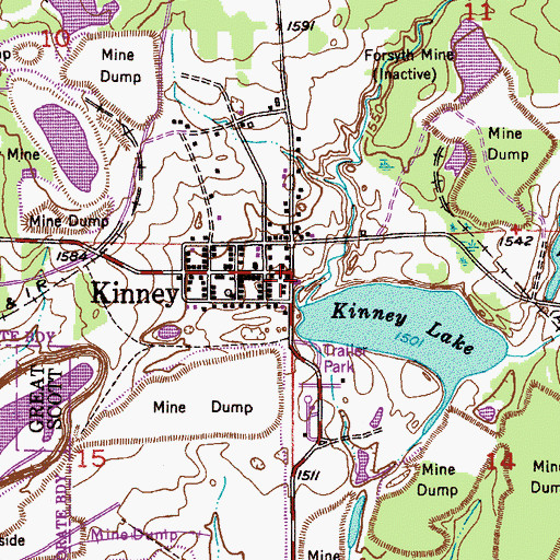 Topographic Map of Kinney Police Department, MN