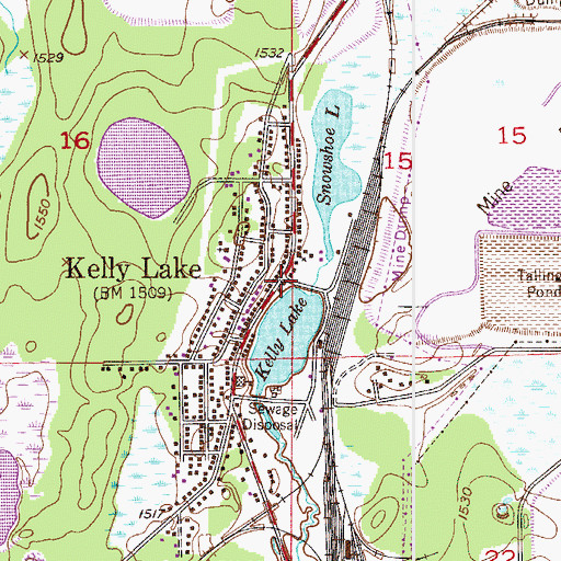 Topographic Map of Kelly Lake Post Office, MN