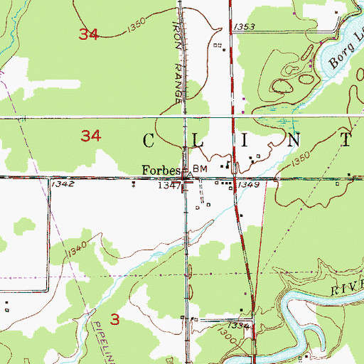 Topographic Map of Forbes Station, MN