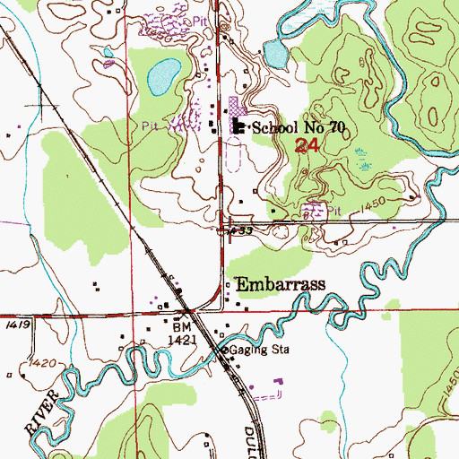 Topographic Map of Embarrass Region Volunteer Fire Department, MN