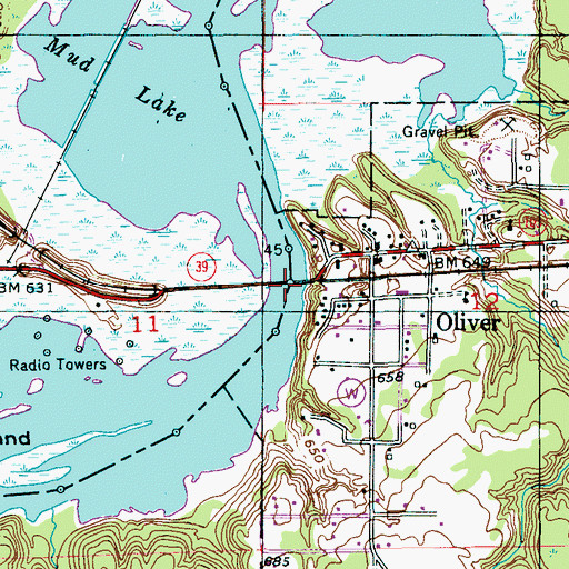 Topographic Map of Old Oliver Bridge, MN