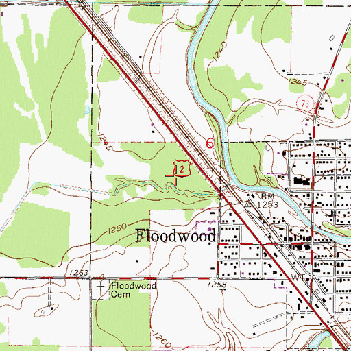 Topographic Map of Floodwood Rest Area, MN