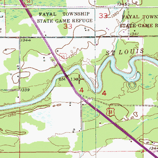 Topographic Map of Lion Springs Wayside Park, MN