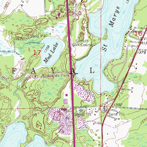 Topographic Map of Saint Marys Lake Wayside Park, MN