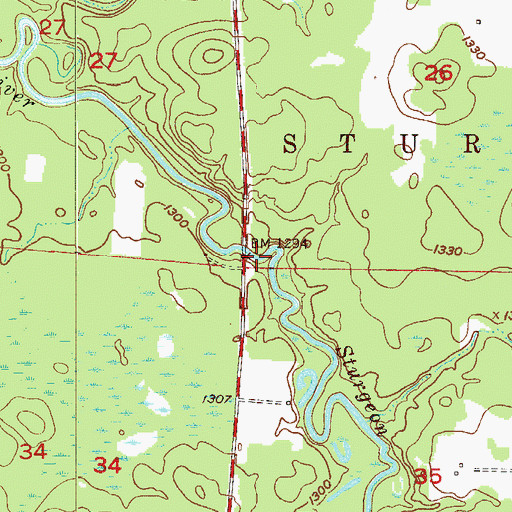 Topographic Map of Sturgeon River Wayside Park, MN