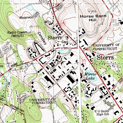 Topographic Map of University of Connecticut, CT